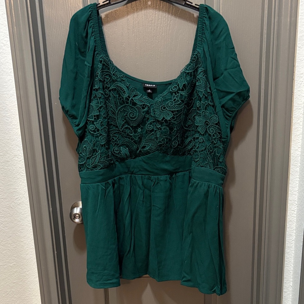 Torrid Green Lace Blouse